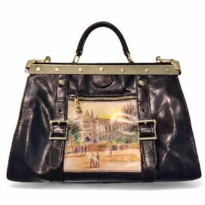 Patricia Nash Limited Edition Collina Satchel Westminster Abbey Tobacco